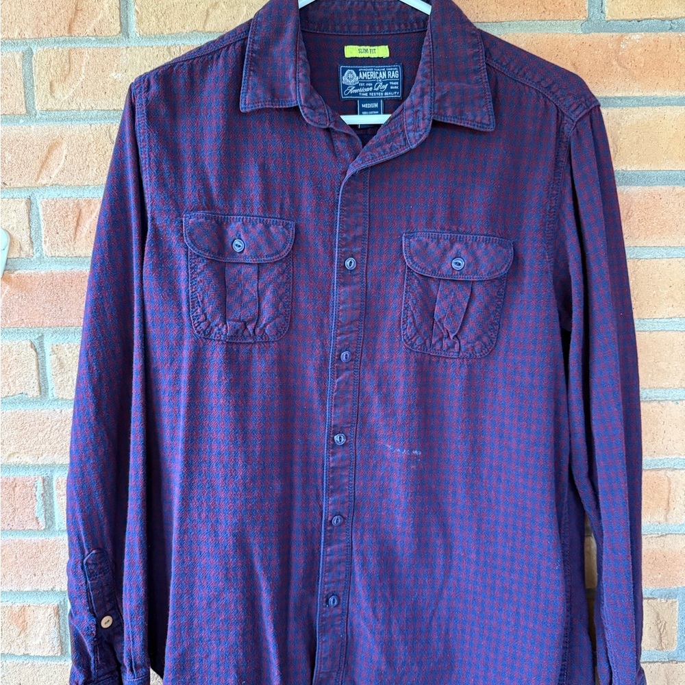 American Rag Maroon & Blue Casual Button-Down Shirt